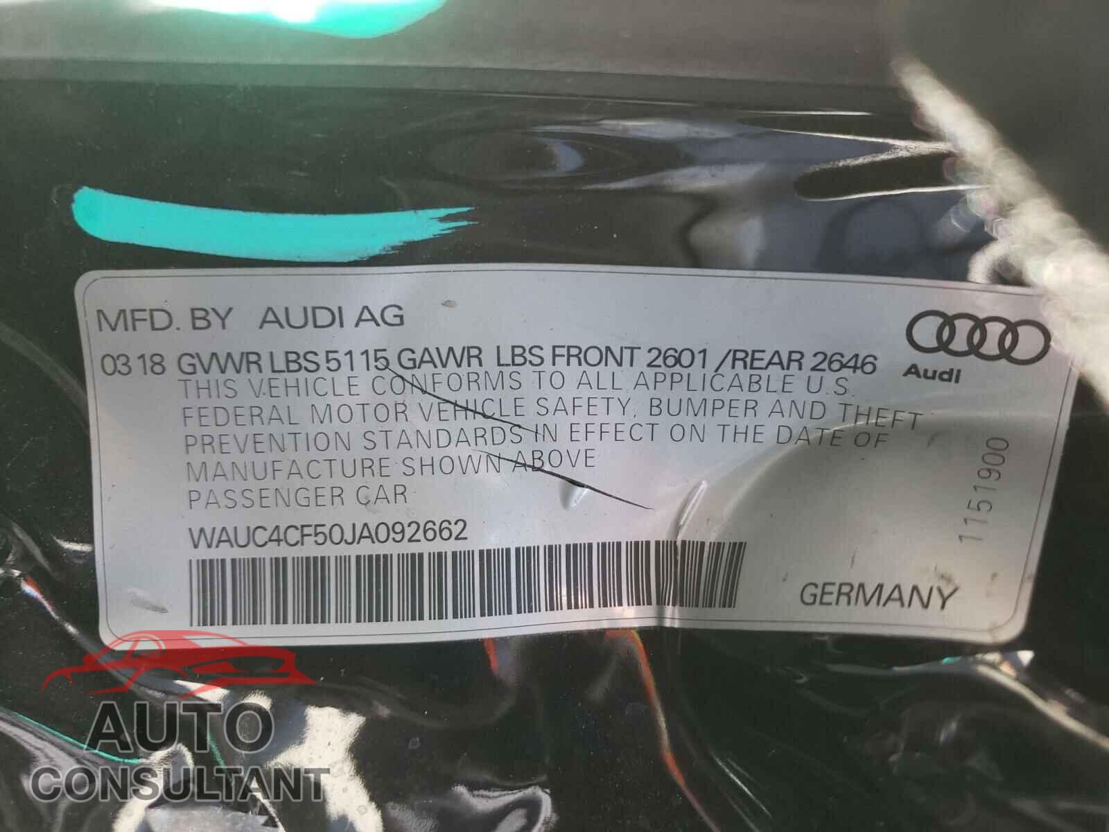 AUDI S5/RS5 2018 - WAUC4CF50JA092662