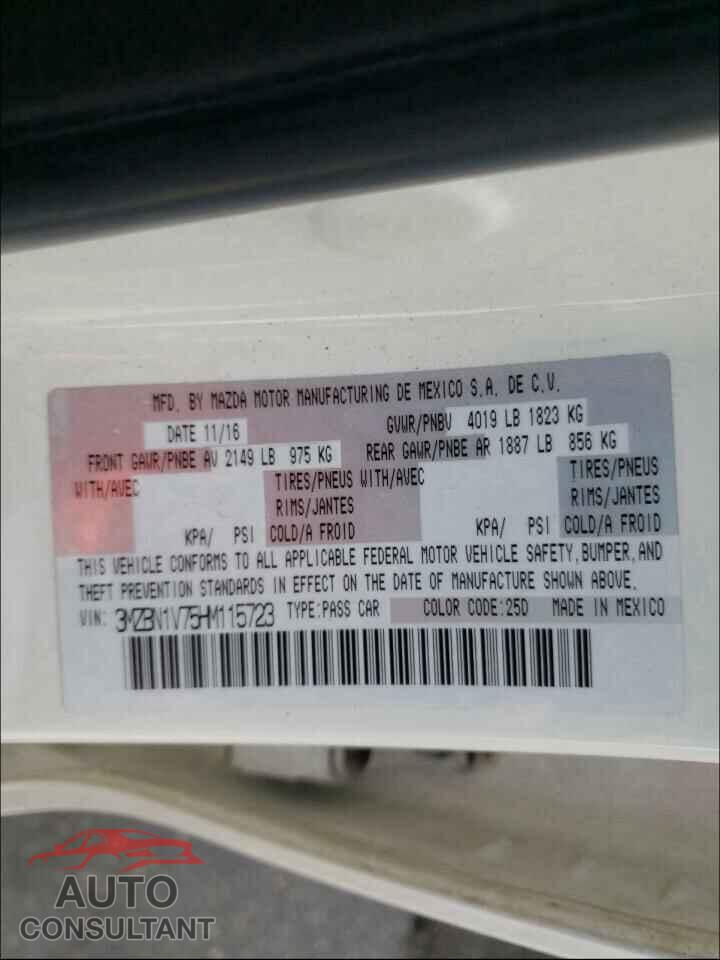 MAZDA 3 2017 - 3MZBN1V75HM115723