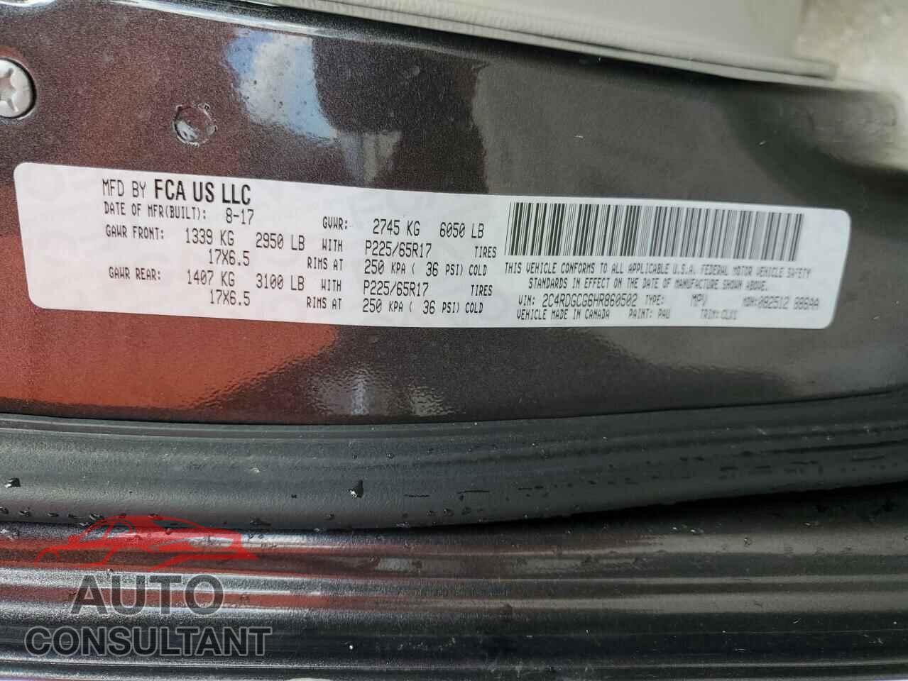 DODGE CARAVAN 2017 - 2C4RDGCG6HR860502