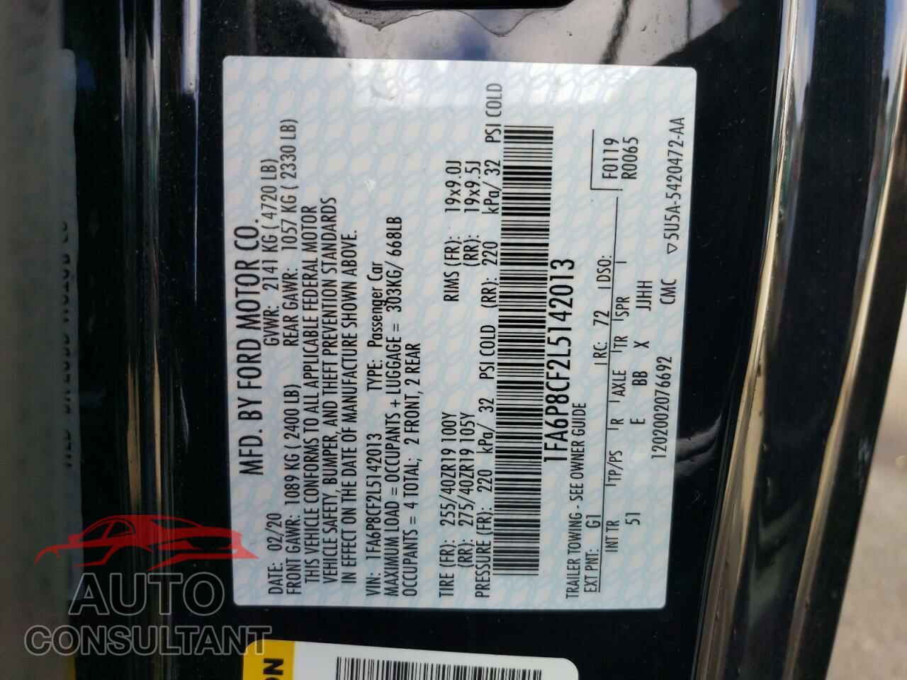 FORD MUSTANG 2020 - 1FA6P8CF2L5142013