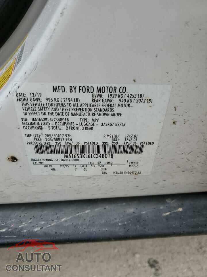 FORD ECOSPORT 2020 - MAJ6S3KL6LC348018