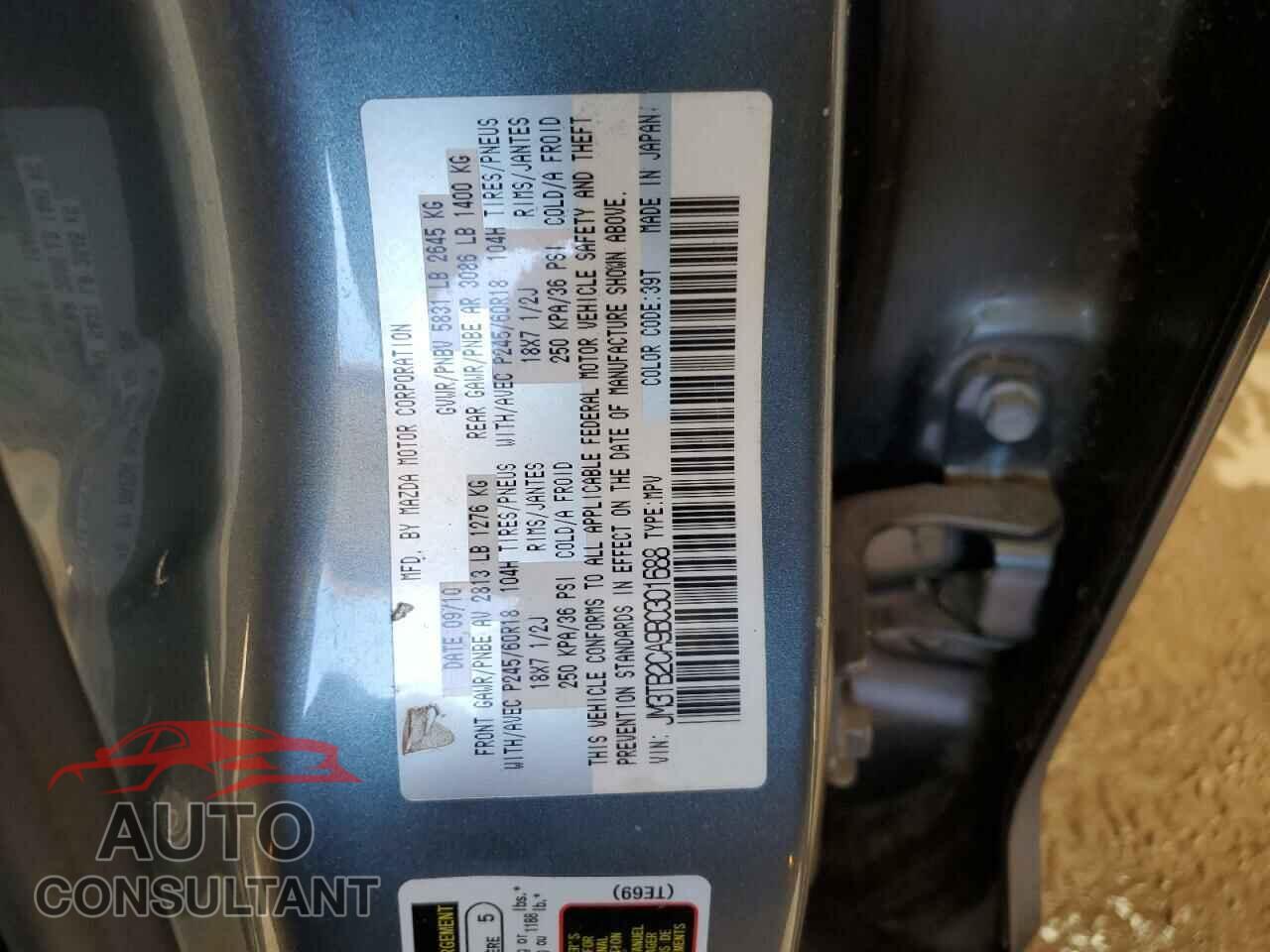 MAZDA CX-9 2011 - JM3TB2CA9B0301688