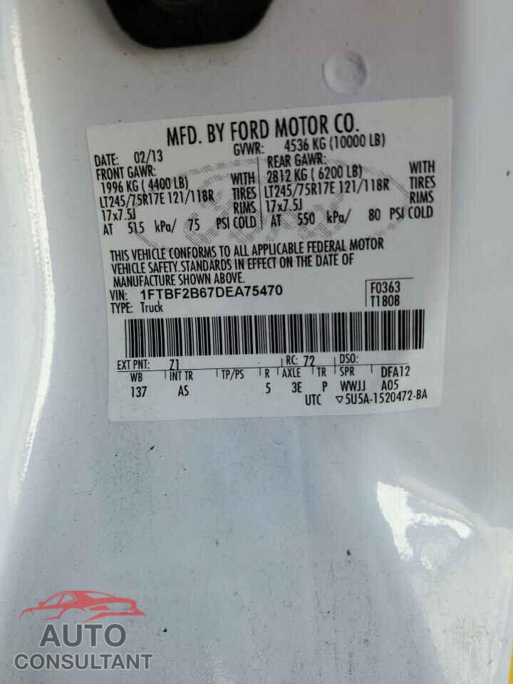 FORD F250 2013 - 1FTBF2B67DEA75470