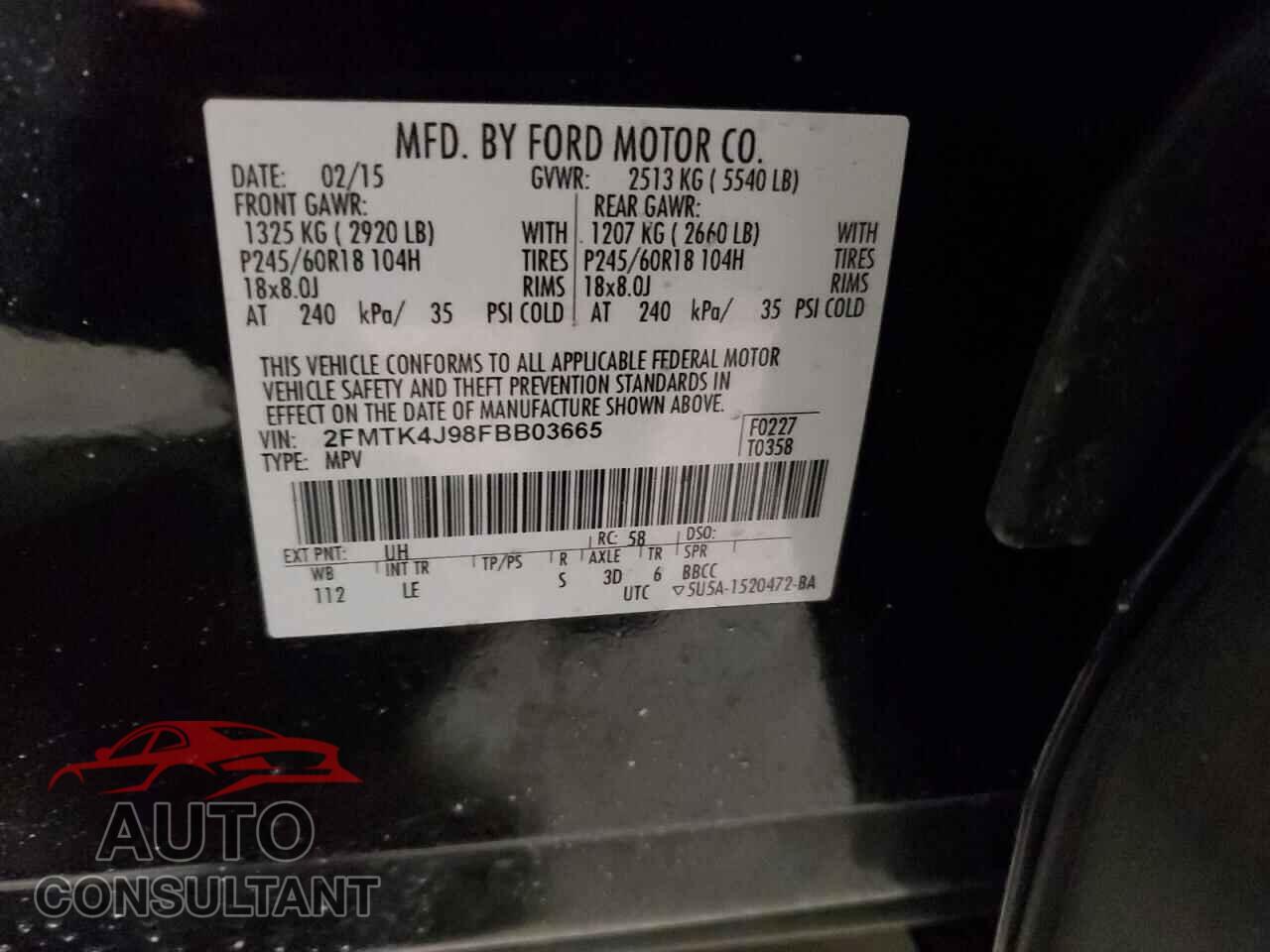 FORD EDGE 2015 - 2FMTK4J98FBB03665