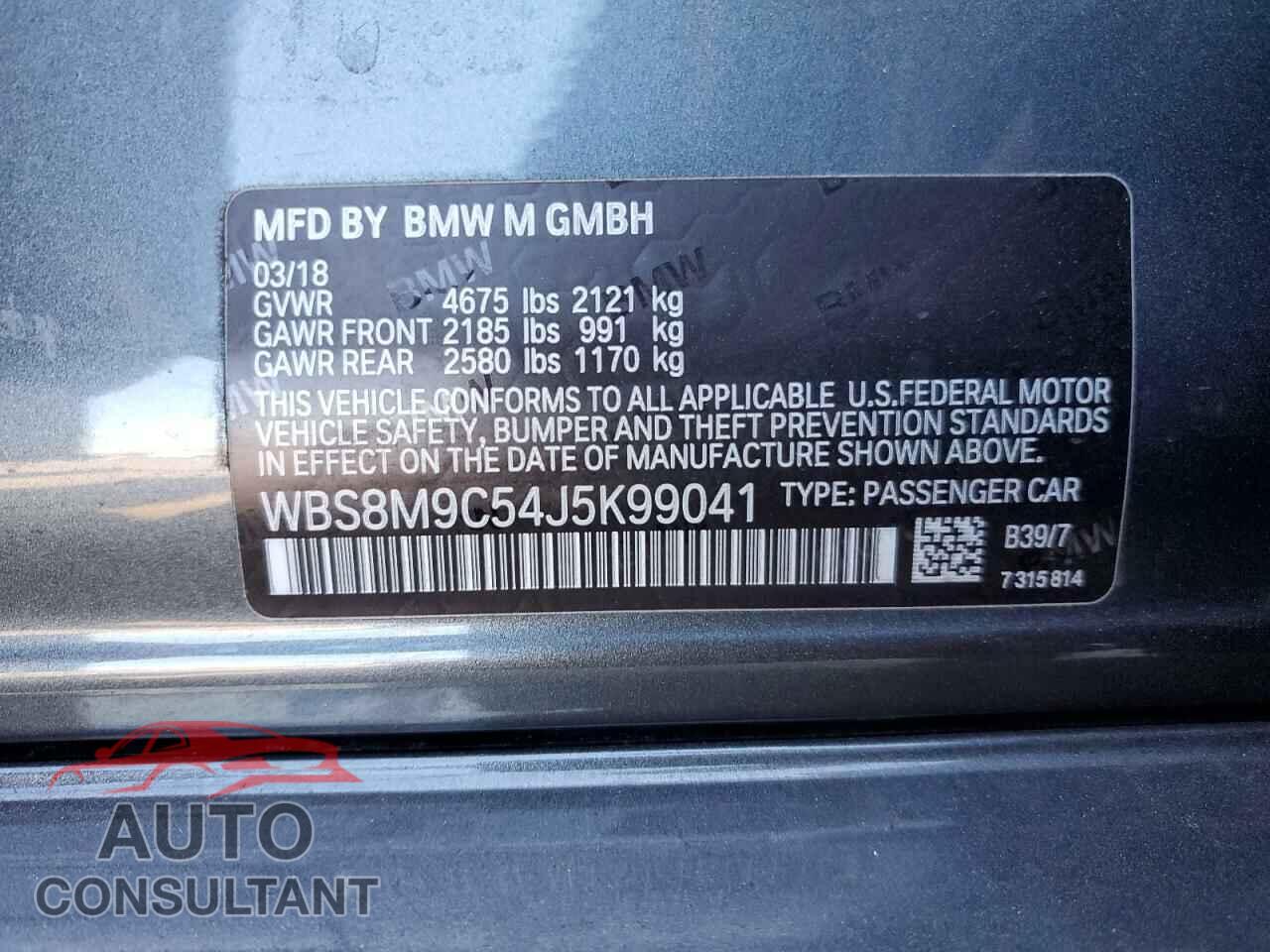 BMW M3 2018 - WBS8M9C54J5K99041