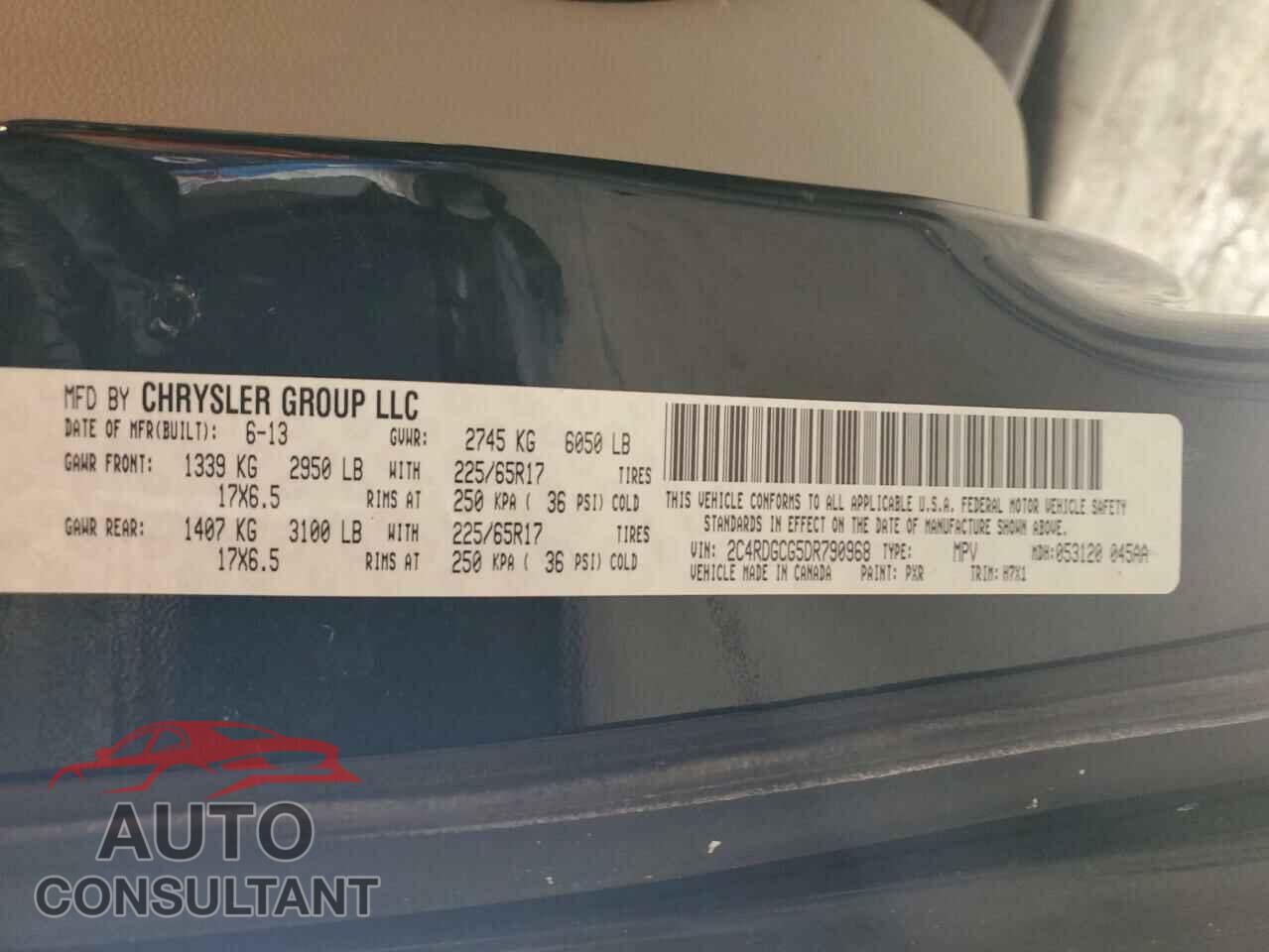 DODGE CARAVAN 2013 - 2C4RDGCG5DR790968