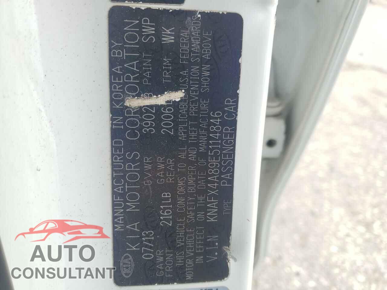 KIA FORTE 2014 - KNAFX4A89E5114846