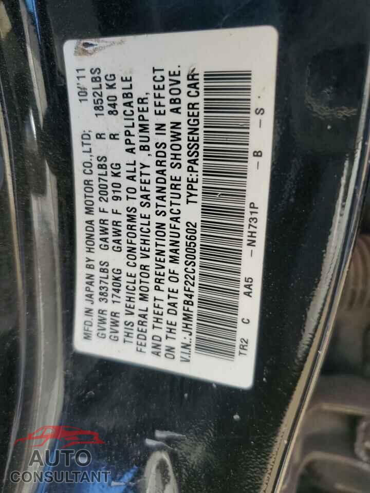 HONDA CIVIC 2012 - JHMFB4F22CS005602