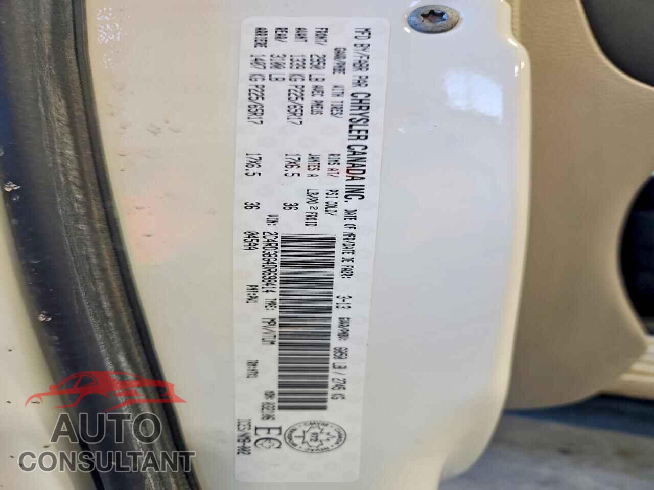 DODGE CARAVAN 2013 - 2C4RDGBG4DR698414