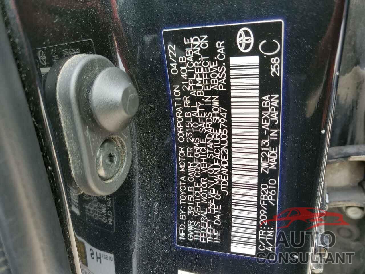 TOYOTA COROLLA 2022 - JTDEAMDE2NJ057947