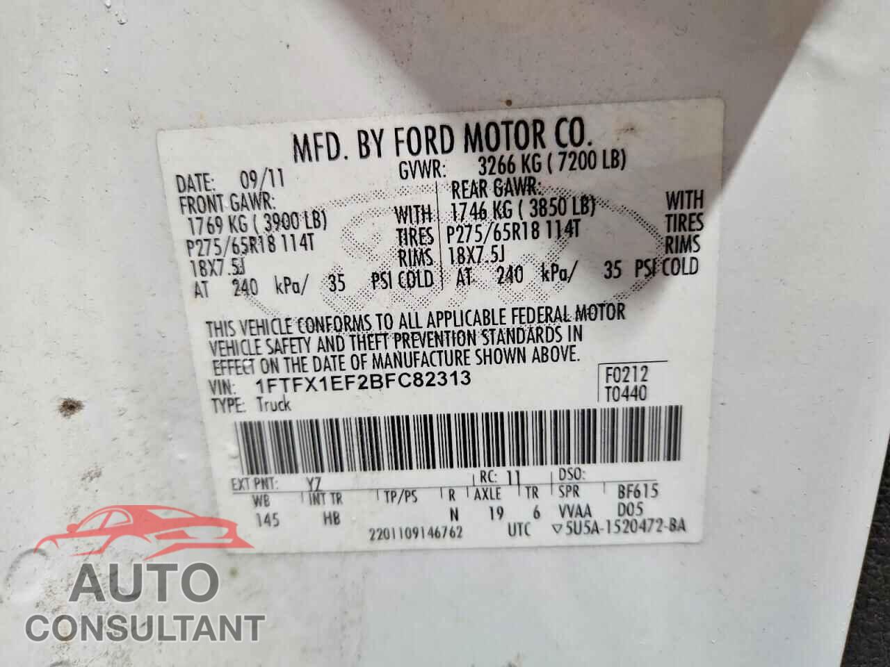 FORD F150 2011 - 1FTFX1EF2BFC82313