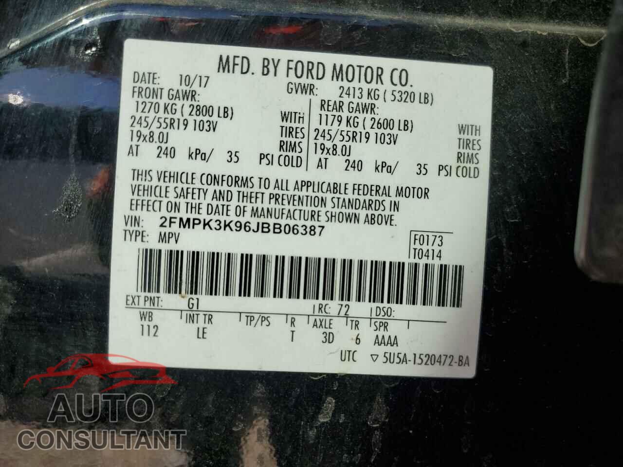 FORD EDGE 2018 - 2FMPK3K96JBB06387