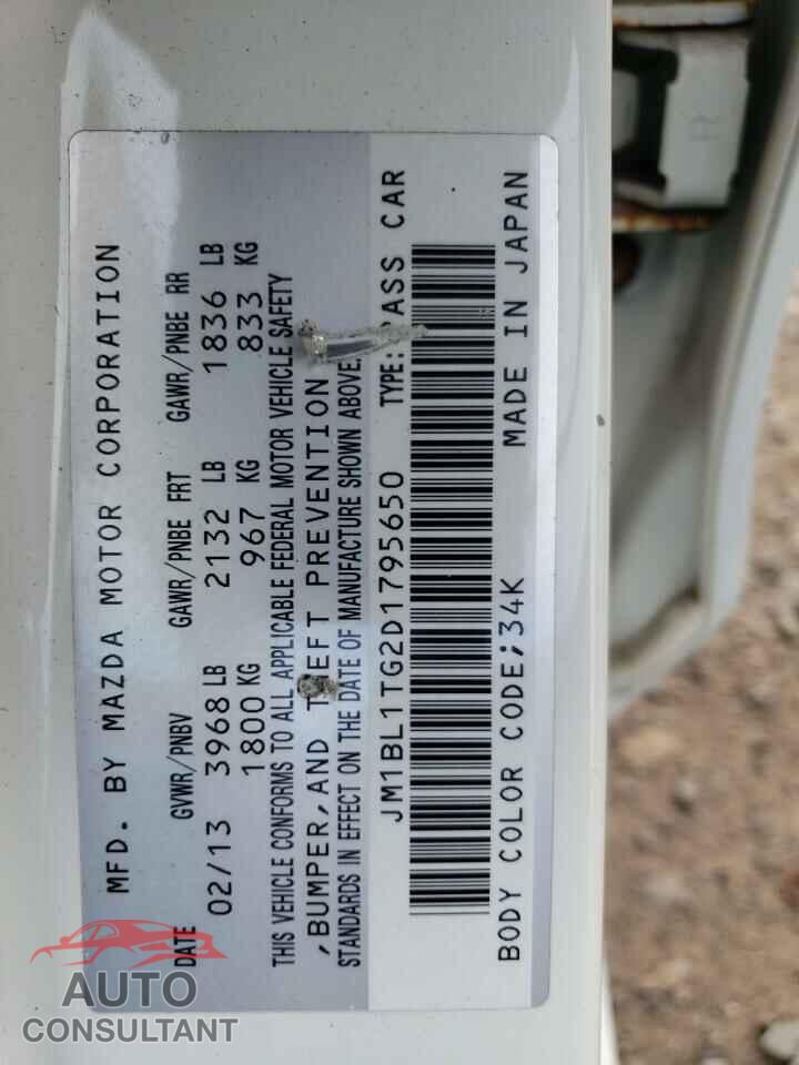 MAZDA 3 2013 - JM1BL1TG2D1795650