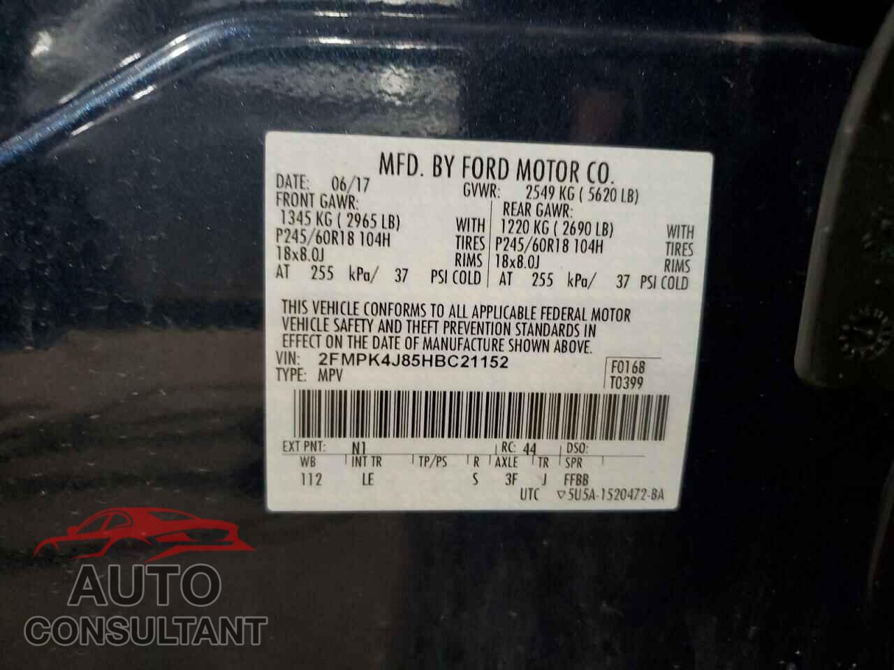 FORD EDGE 2017 - 2FMPK4J85HBC21152
