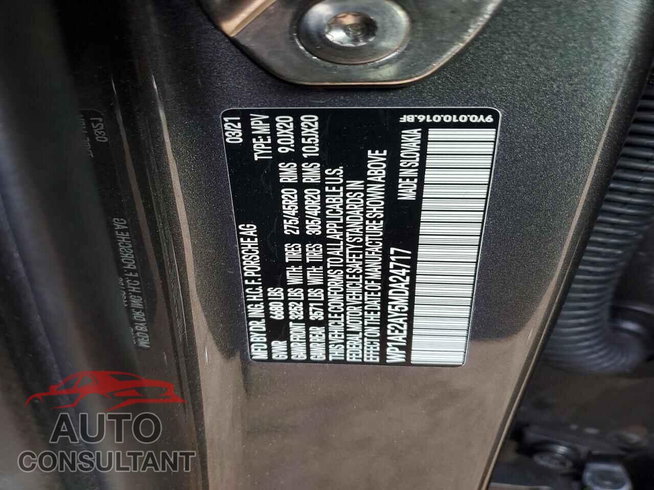 PORSCHE CAYENNE 2021 - WP1AE2AY5MDA24717