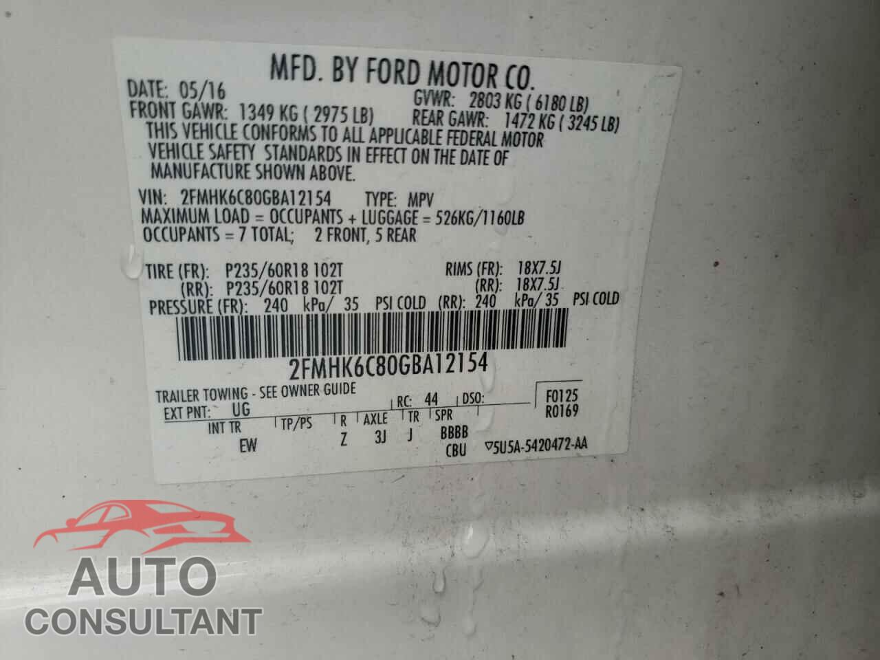 FORD FLEX 2016 - 2FMHK6C80GBA12154