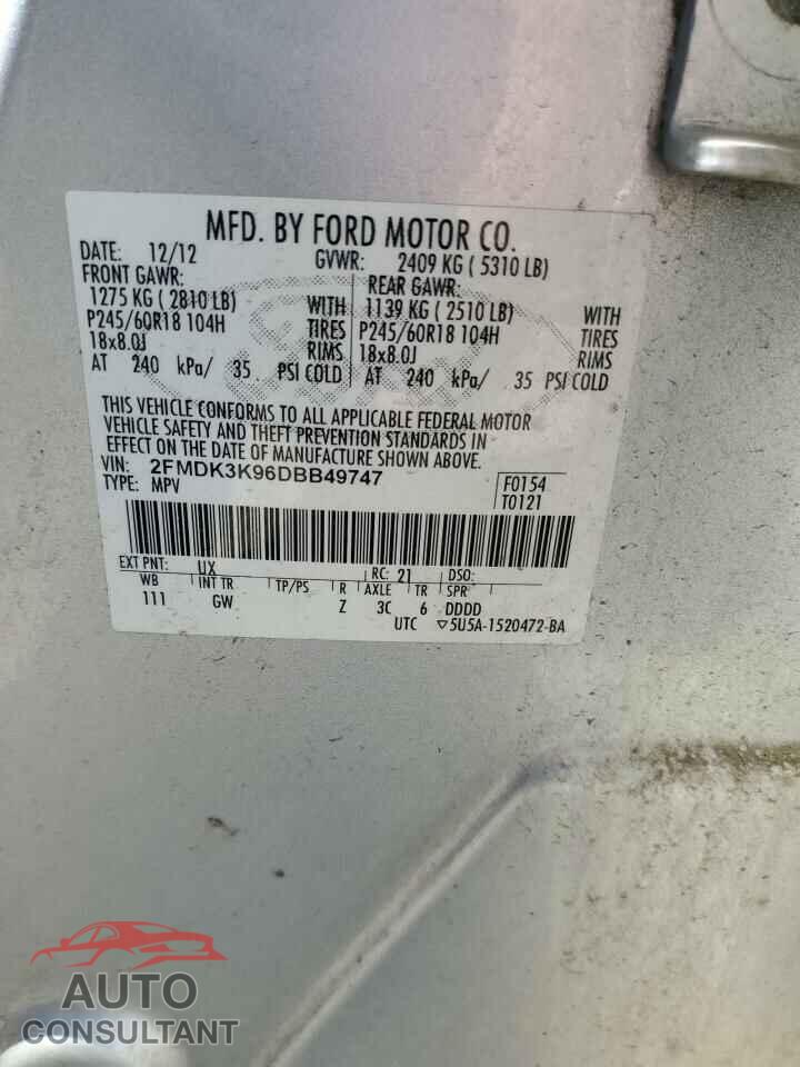 FORD EDGE 2013 - 2FMDK3K96DBB49747