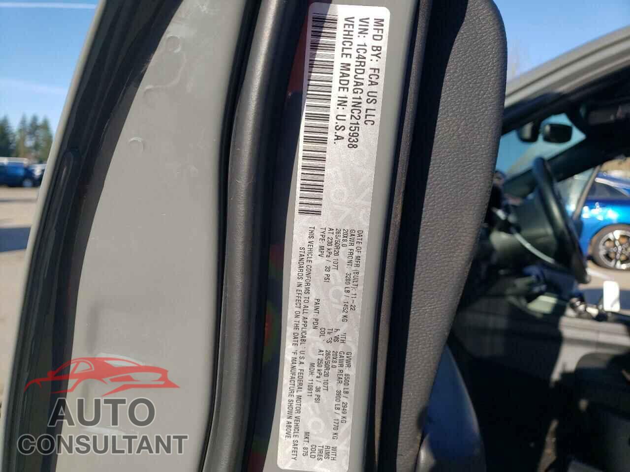 DODGE DURANGO 2022 - 1C4RDJAG1NC215938
