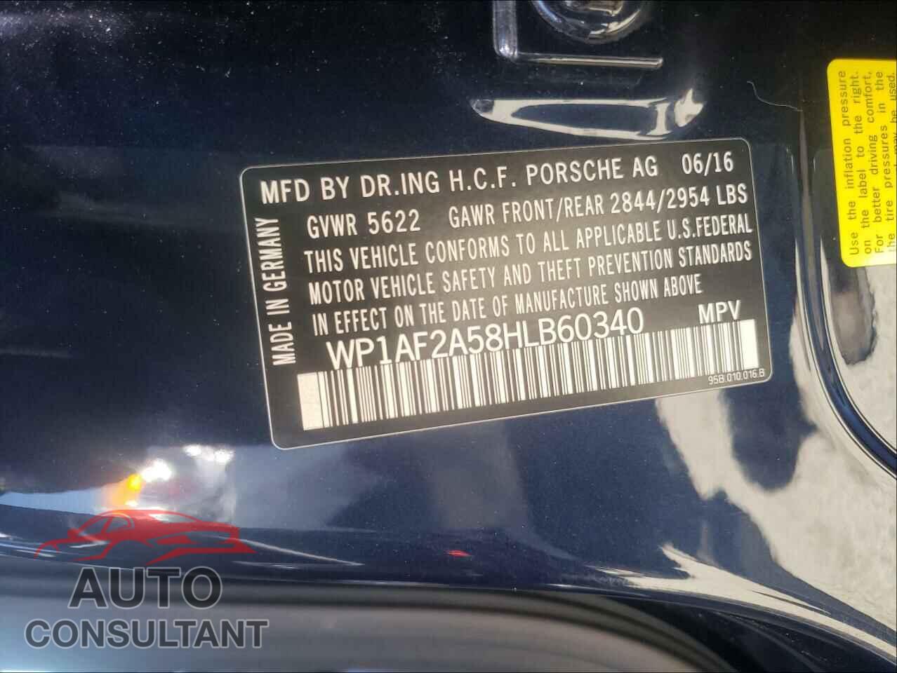 PORSCHE MACAN 2017 - WP1AF2A58HLB60340