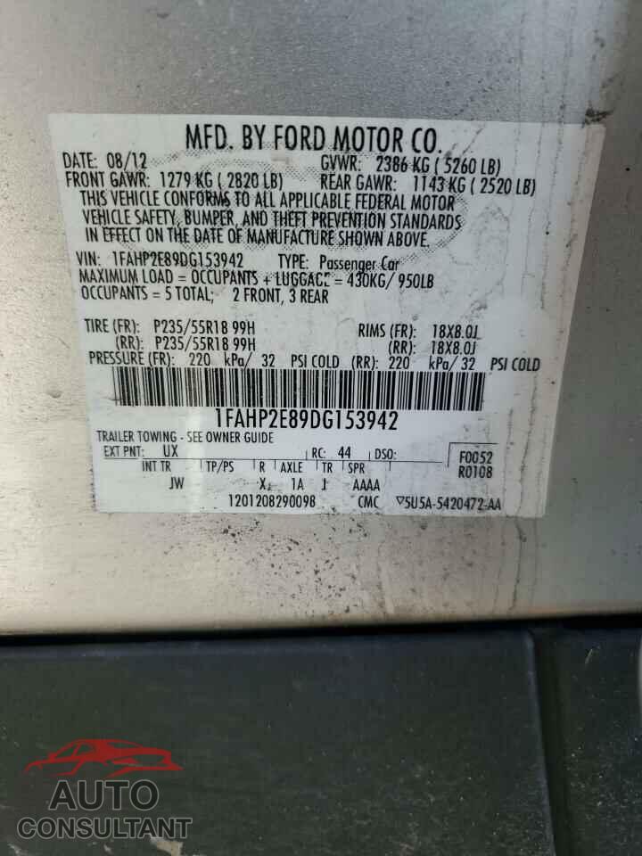 FORD TAURUS 2013 - 1FAHP2E89DG153942