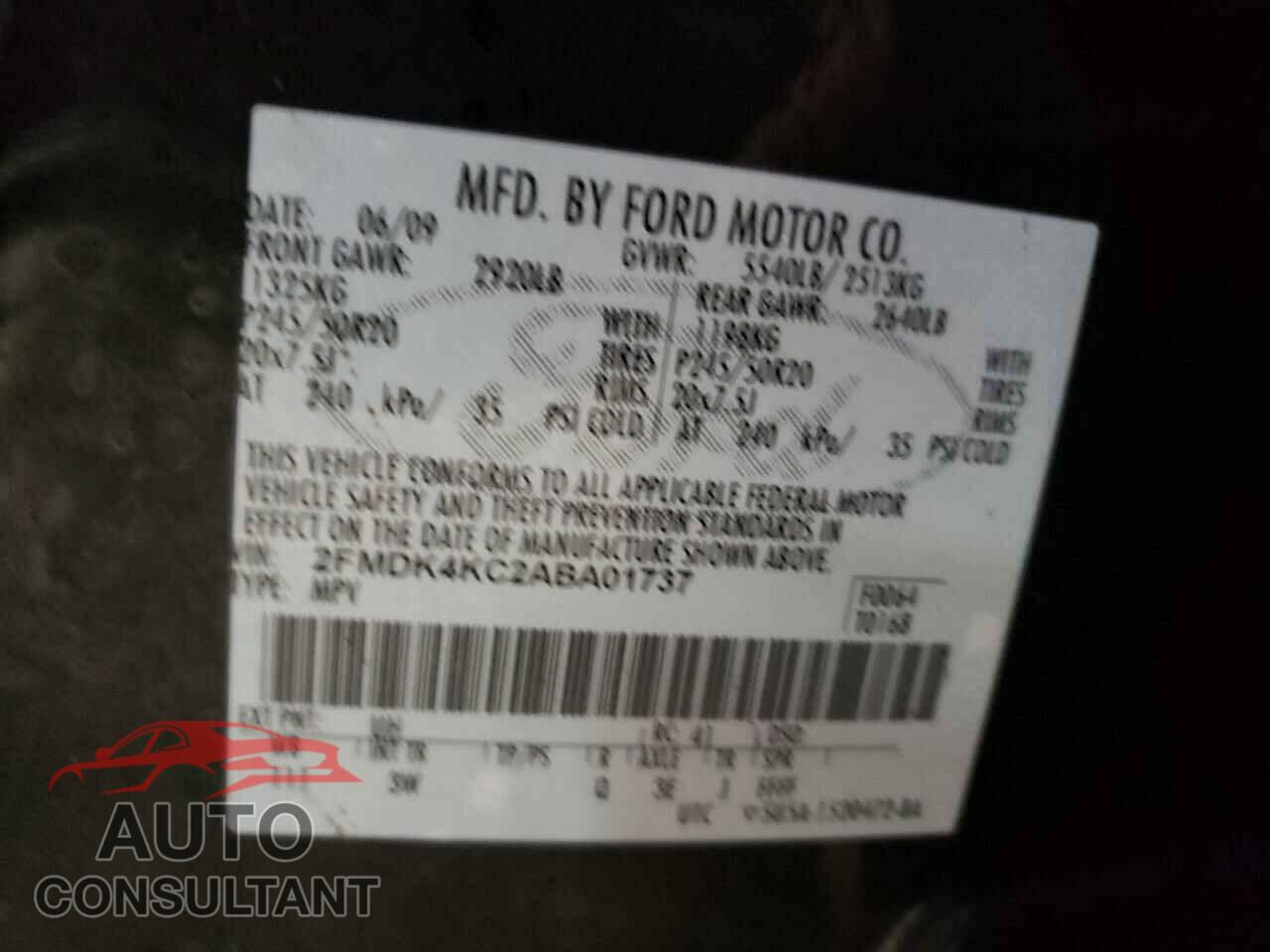 FORD EDGE 2010 - 2FMDK4KC2ABA01737