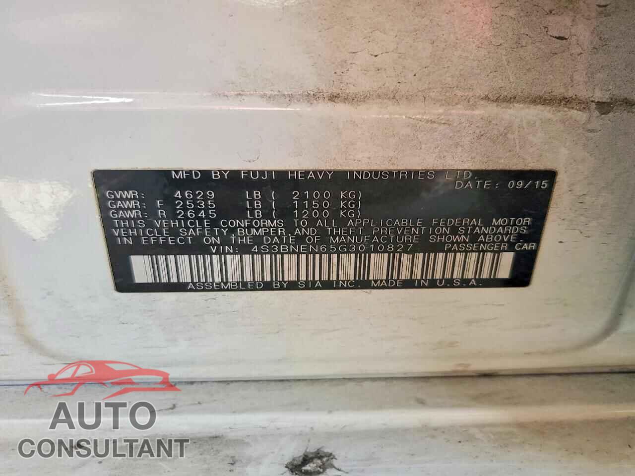 SUBARU LEGACY 2016 - 4S3BNEN65G3010827
