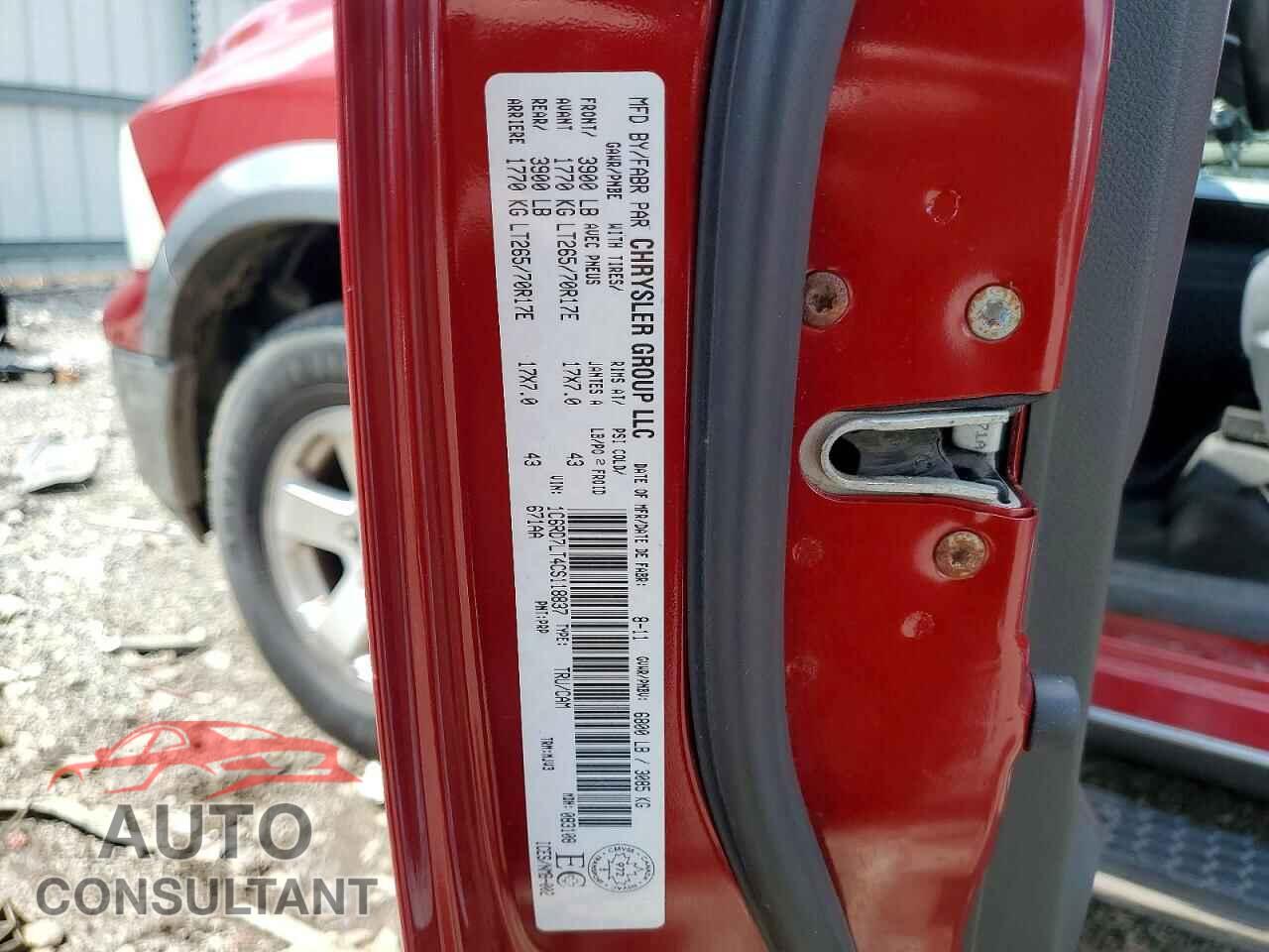 DODGE RAM 1500 2012 - 1C6RD7LT4CS118837