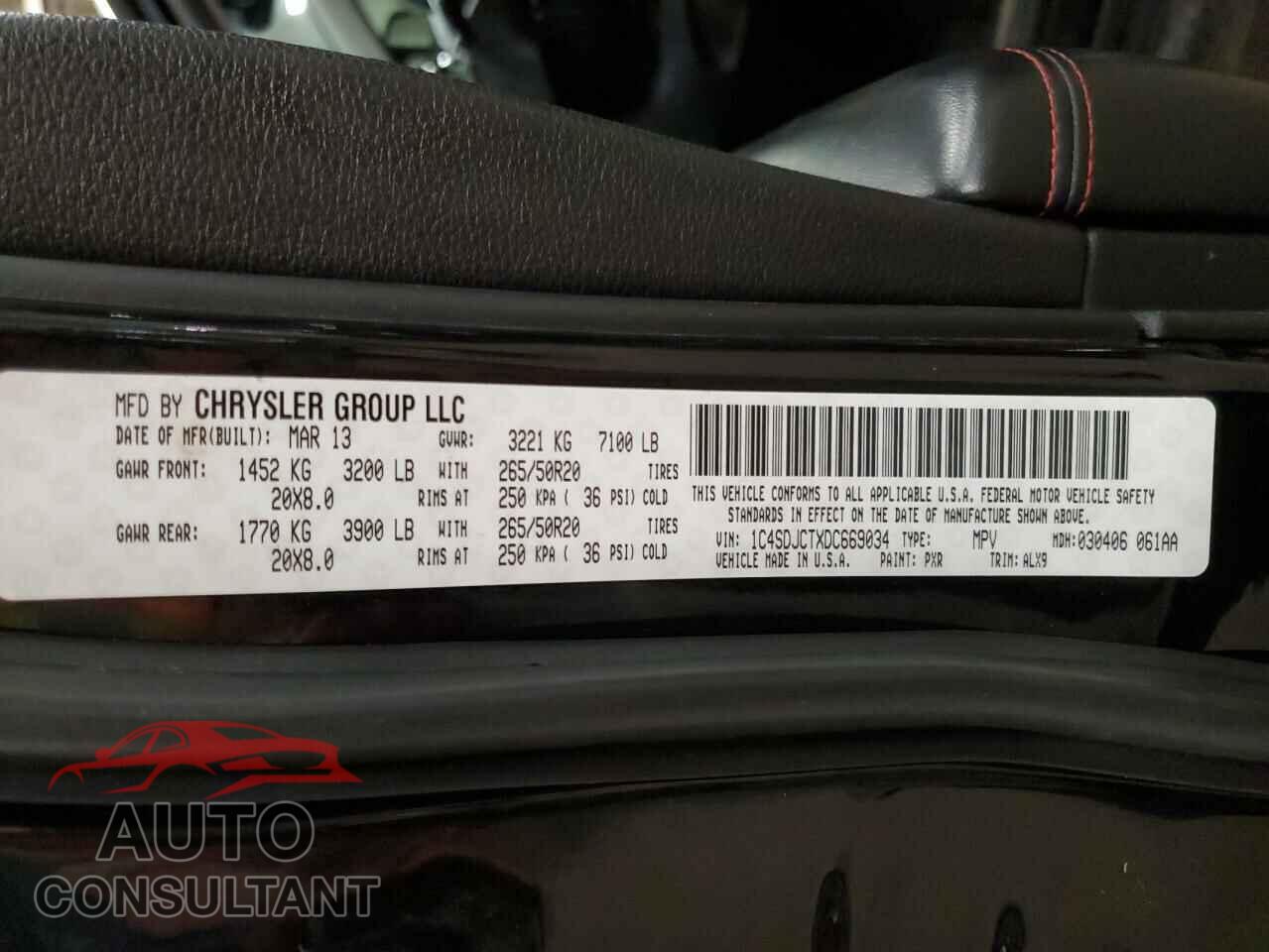 DODGE DURANGO 2013 - 1C4SDJCTXDC669034