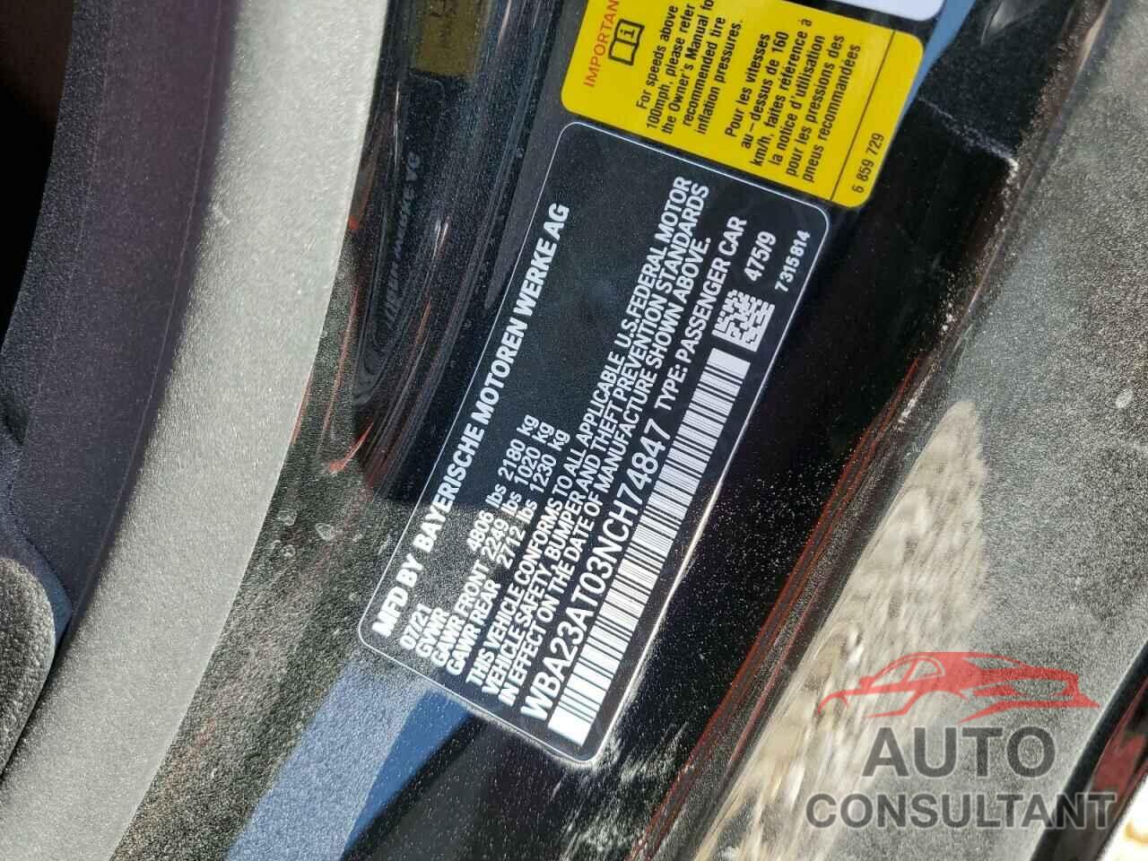 BMW 4 SERIES 2022 - WBA23AT03NCH74847