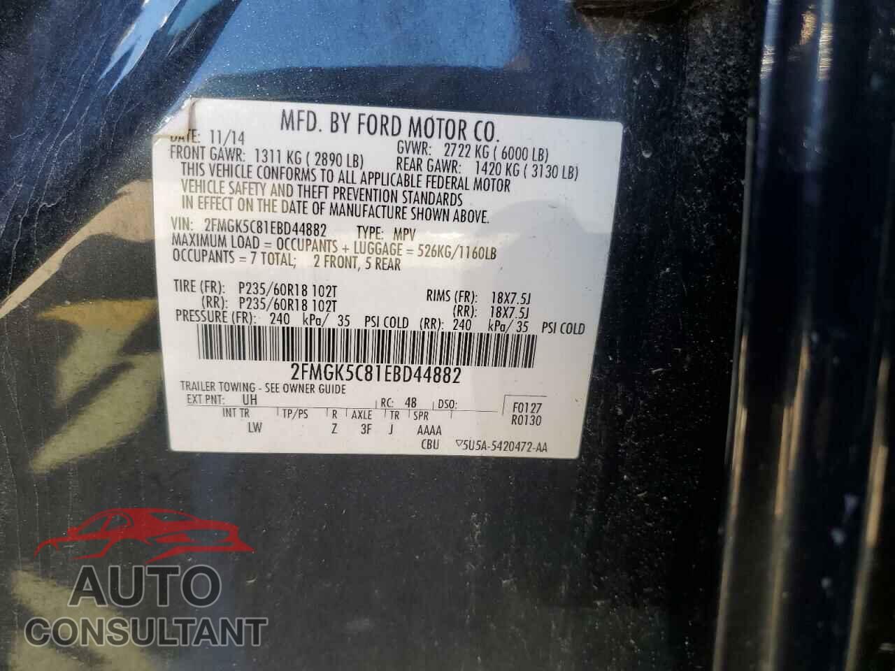 FORD FLEX 2014 - 2FMGK5C81EBD44882