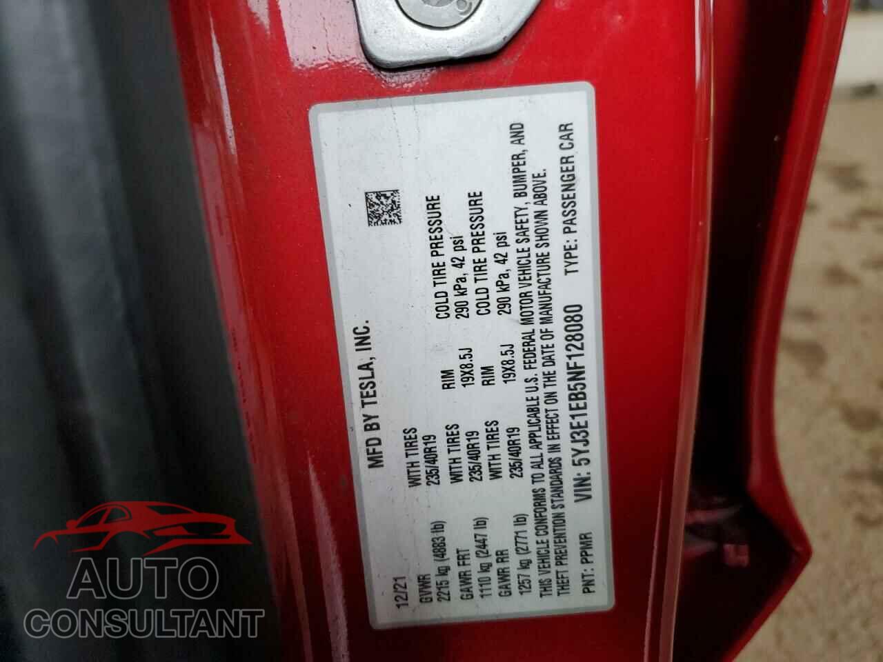 TESLA MODEL 3 2022 - 5YJ3E1EB5NF128080