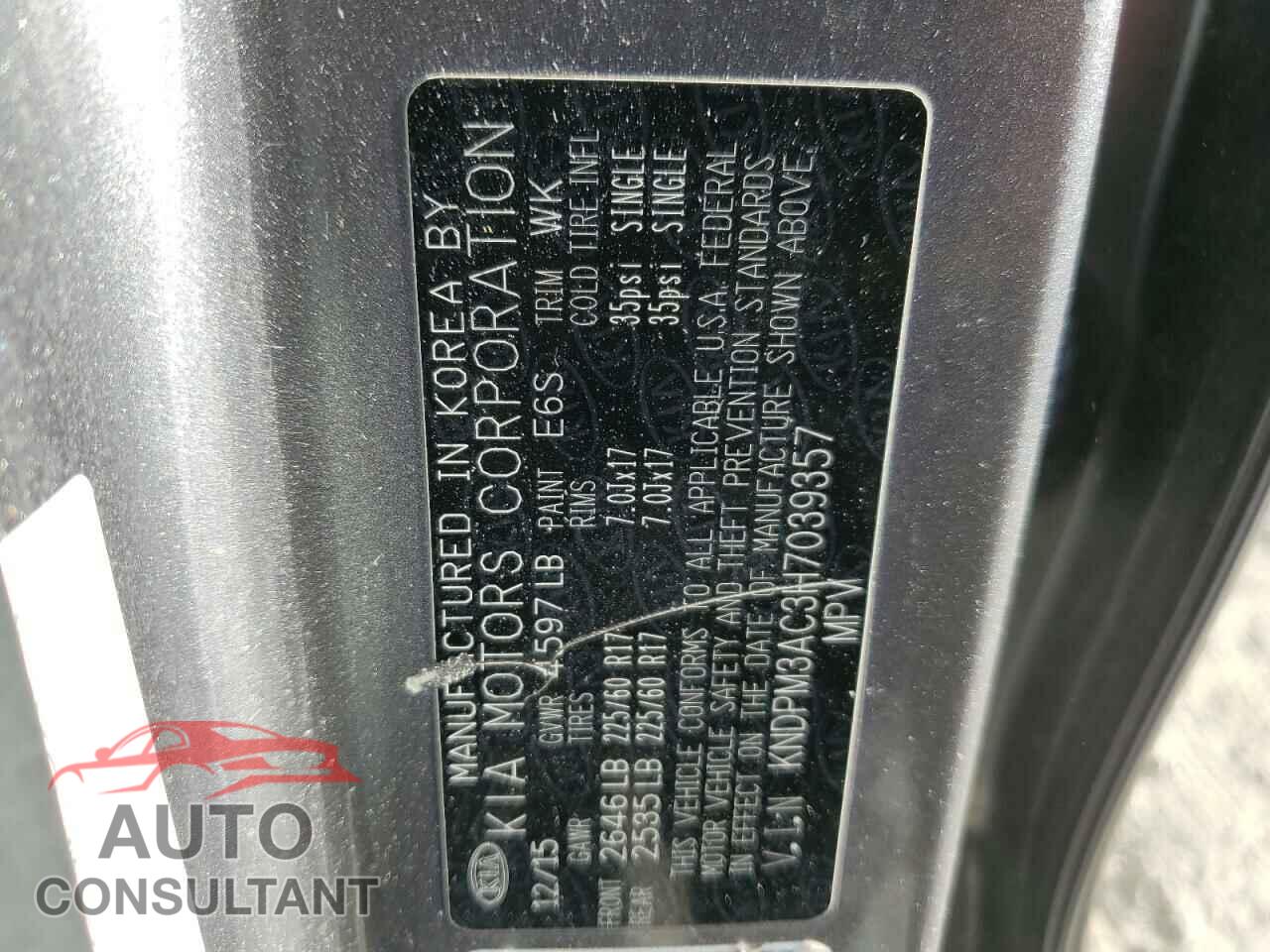 KIA SPORTAGE 2017 - KNDPM3AC3H7039357