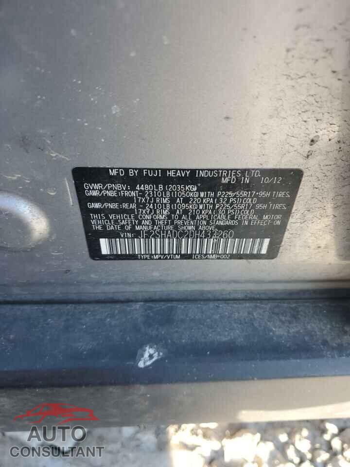 SUBARU FORESTER 2013 - JF2SHADC2DH433260