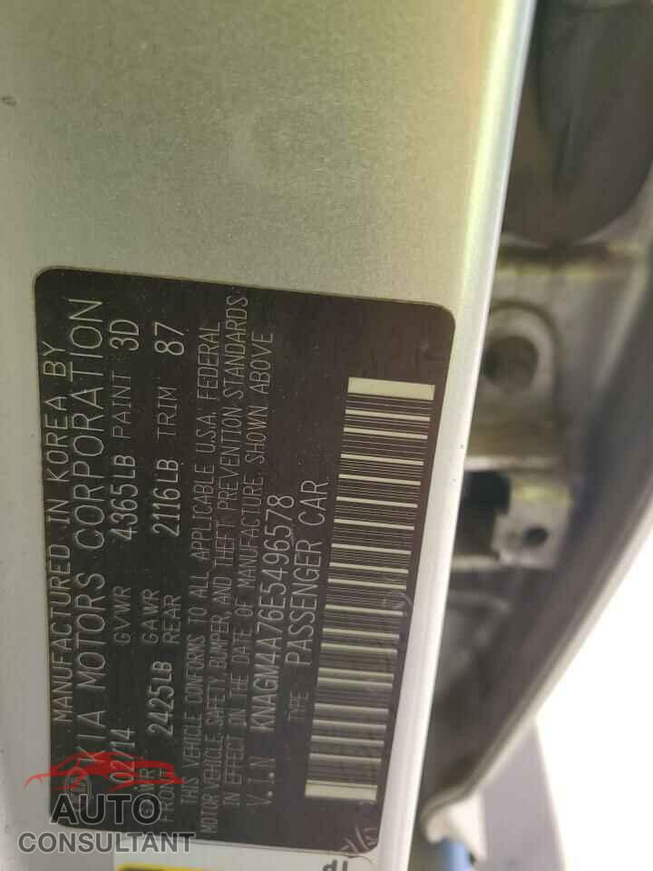 KIA OPTIMA 2014 - KNAGM4A76E5496578