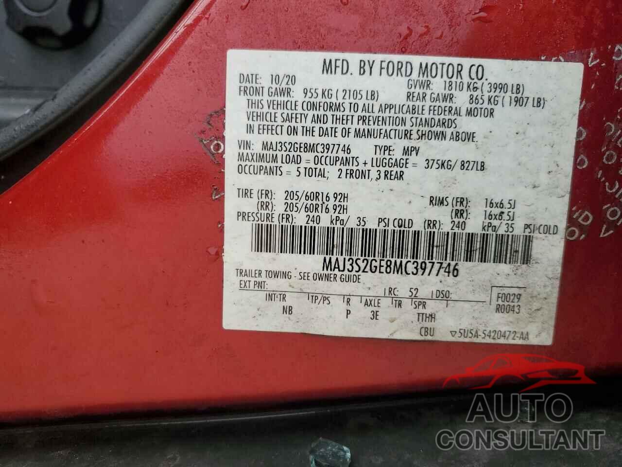 FORD ECOSPORT 2021 - MAJ3S2GE8MC397746