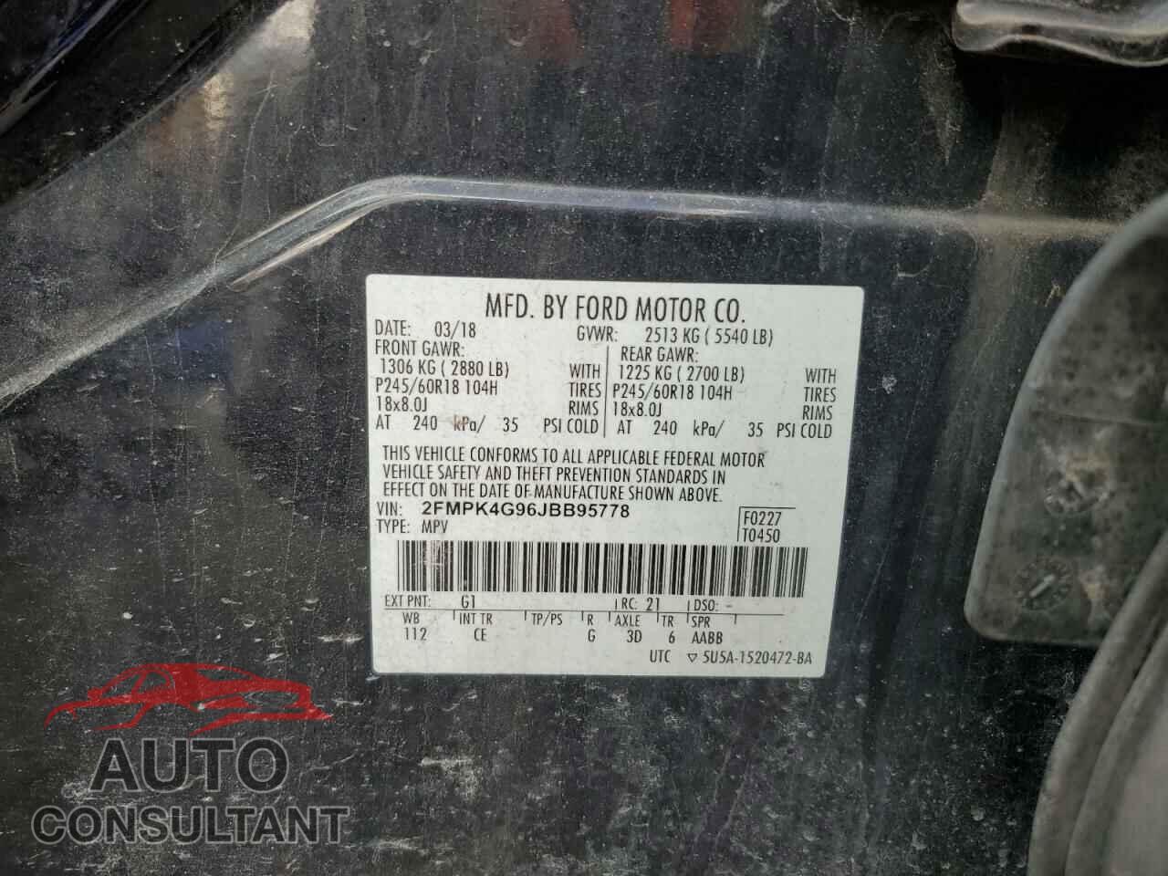 FORD EDGE 2018 - 2FMPK4G96JBB95778
