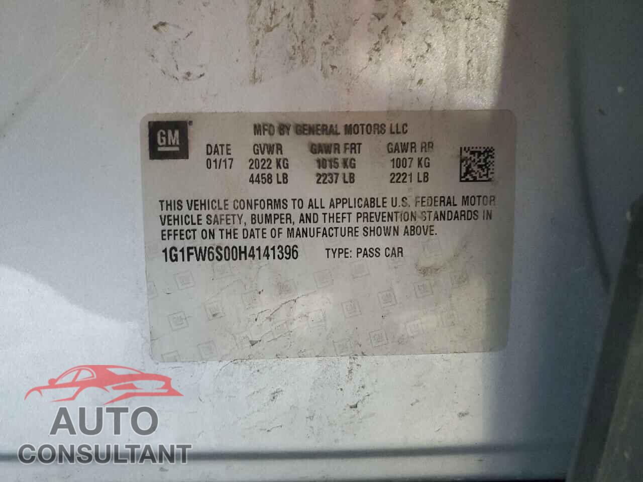 CHEVROLET BOLT 2017 - 1G1FW6S00H4141396
