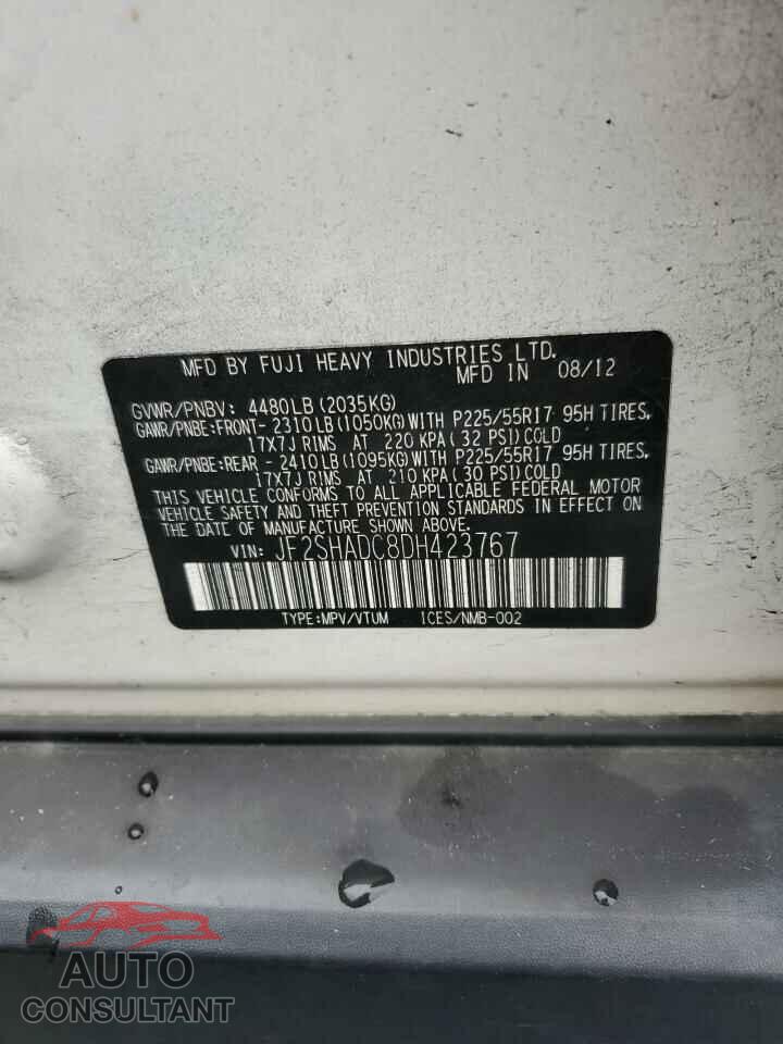SUBARU FORESTER 2013 - JF2SHADC8DH423767