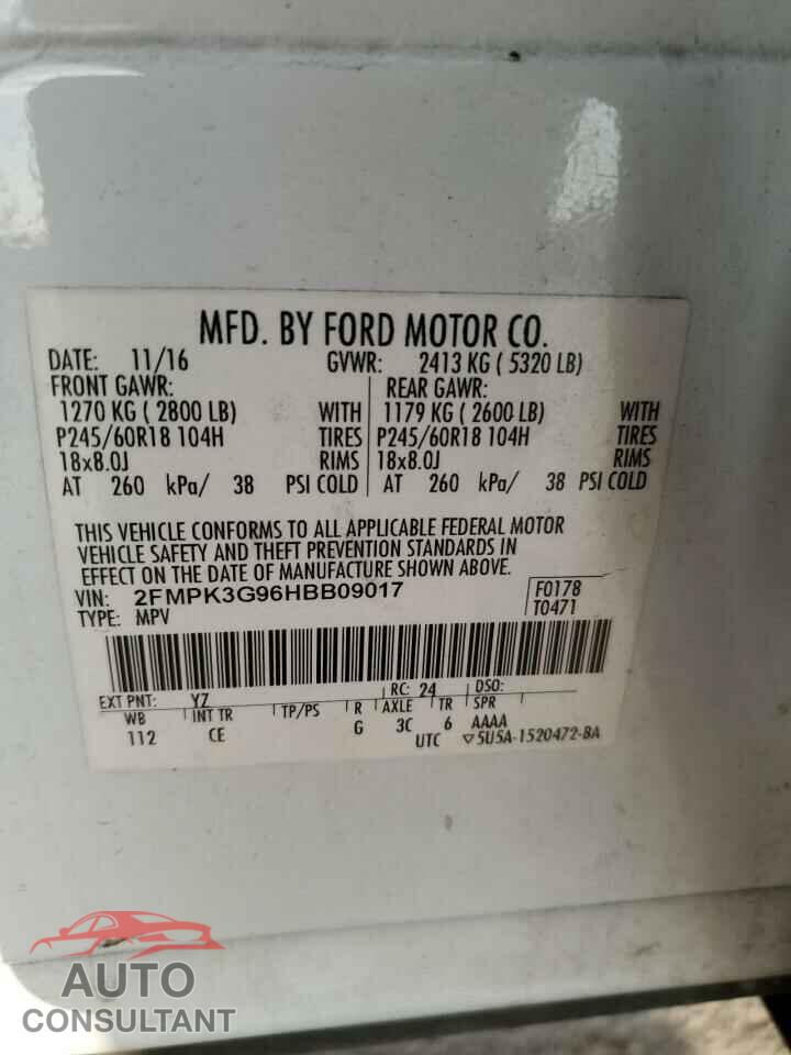 FORD EDGE 2017 - 2FMPK3G96HBB09017