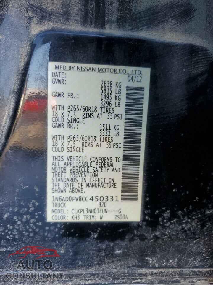 NISSAN FRONTIER 2012 - 1N6AD0FV8CC450331