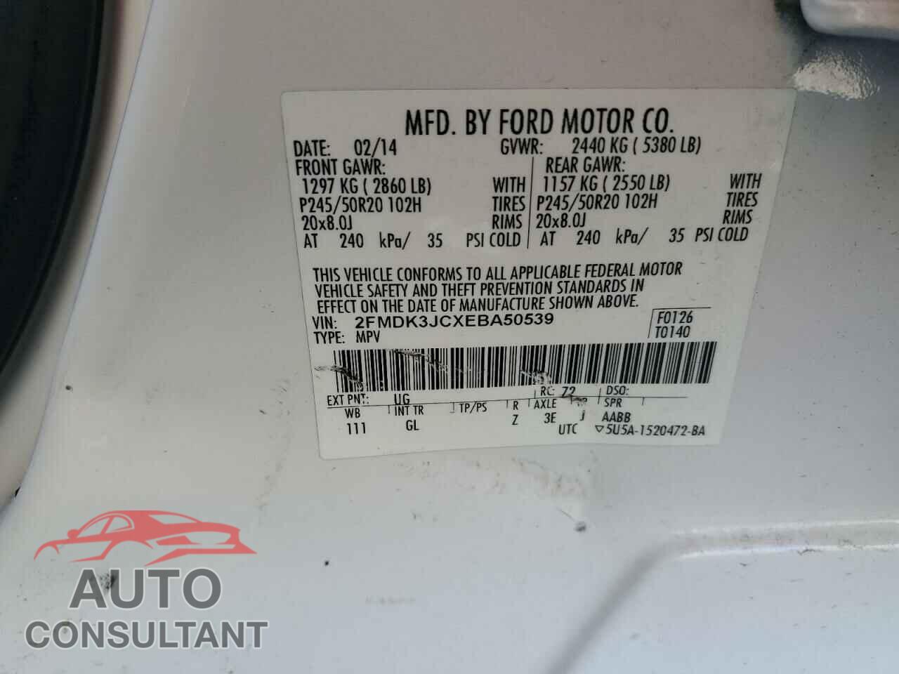 FORD EDGE 2014 - 2FMDK3JCXEBA50539