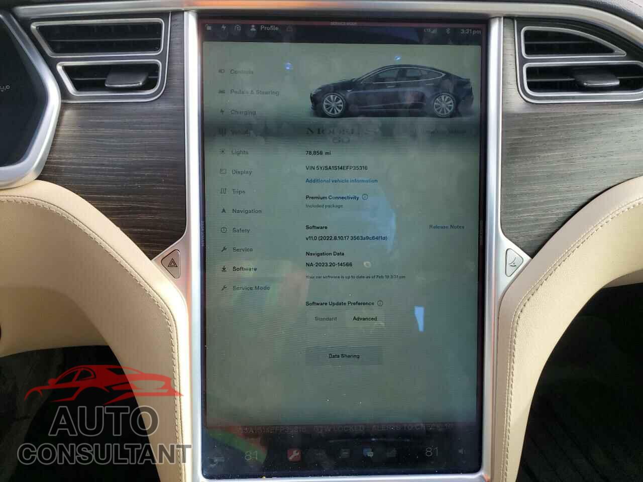TESLA MODEL S 2014 - 5YJSA1S14EFP35316