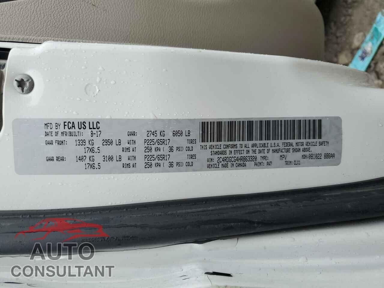 DODGE CARAVAN 2017 - 2C4RDGCG4HR863320