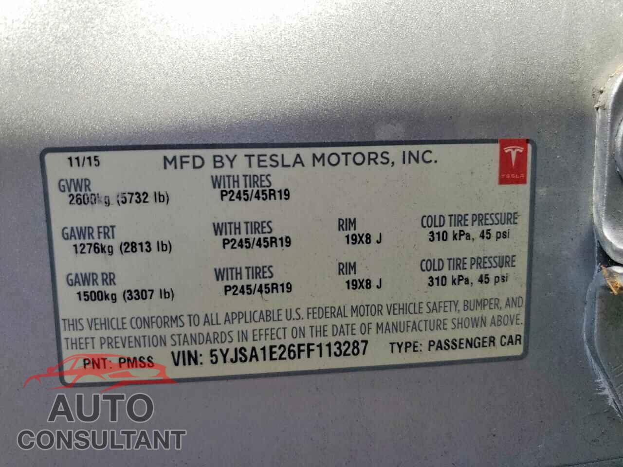 TESLA MODEL S 2015 - 5YJSA1E26FF113287