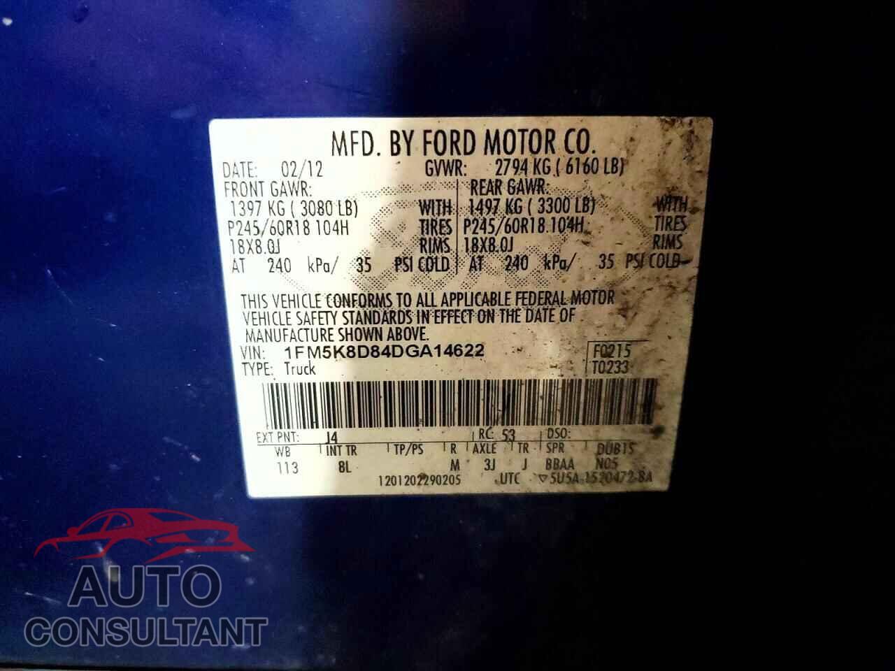 FORD EXPLORER 2013 - 1FM5K8D84DGA14622