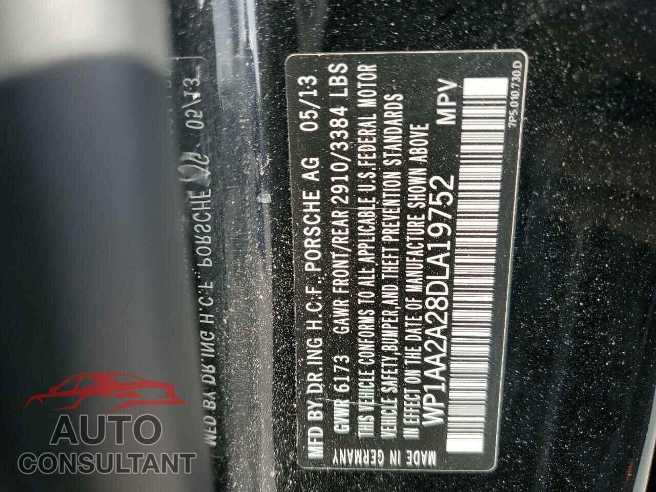 PORSCHE CAYENNE 2013 - WP1AA2A28DLA19752