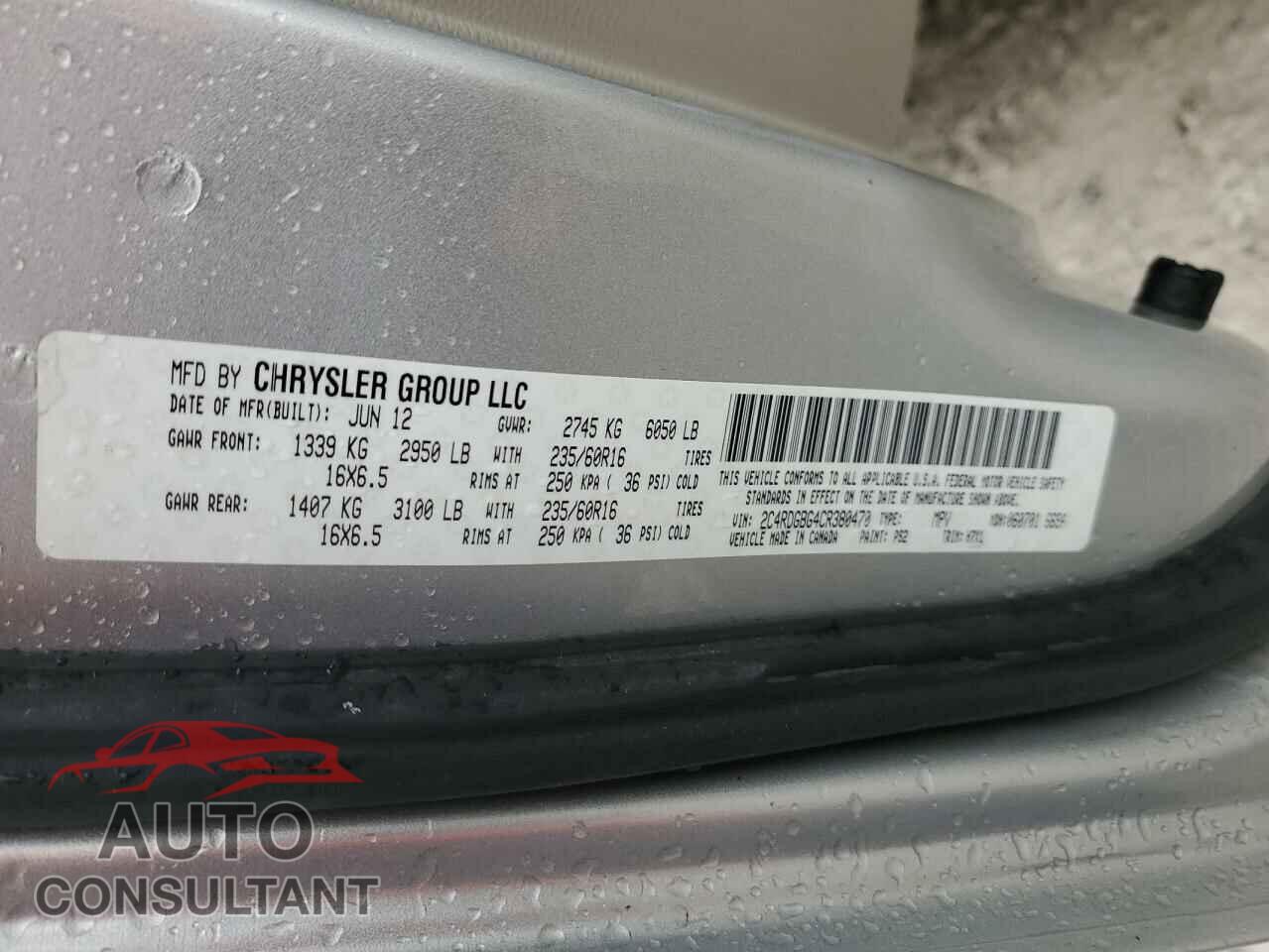 DODGE CARAVAN 2012 - 2C4RDGBG4CR380470
