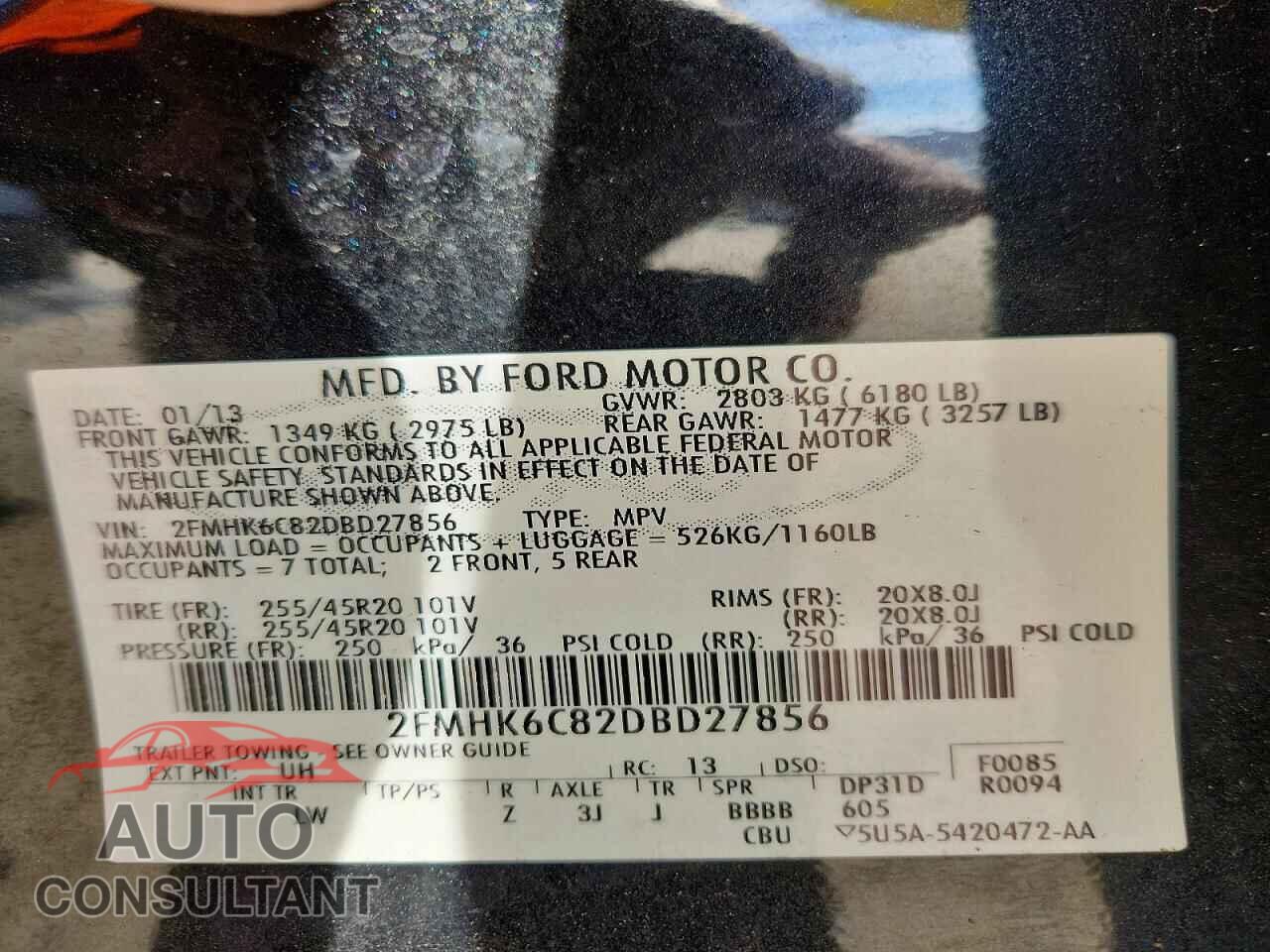 FORD FLEX 2013 - 2FMHK6C82DBD27856