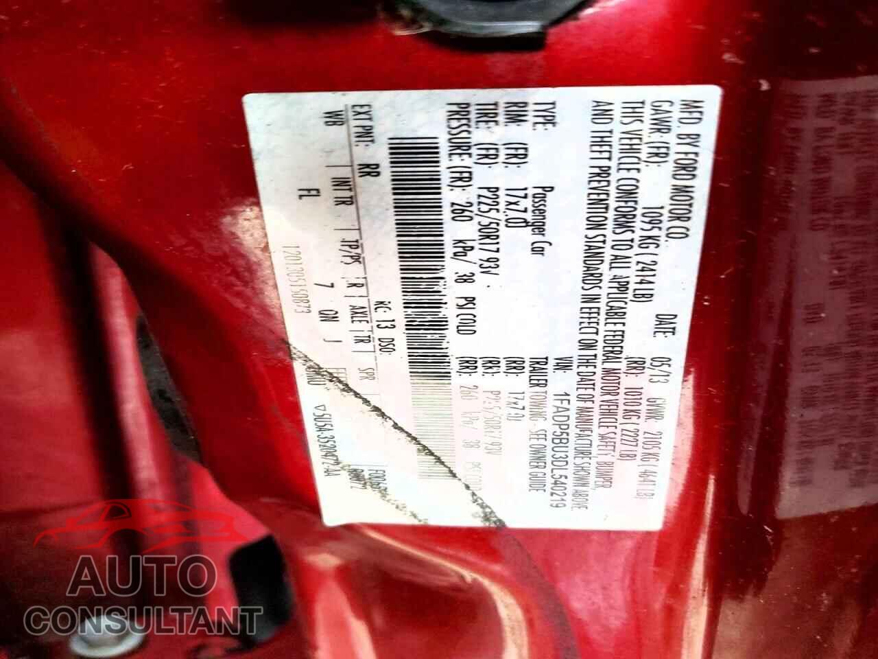 FORD CMAX 2013 - 1FADP5BU3DL540219