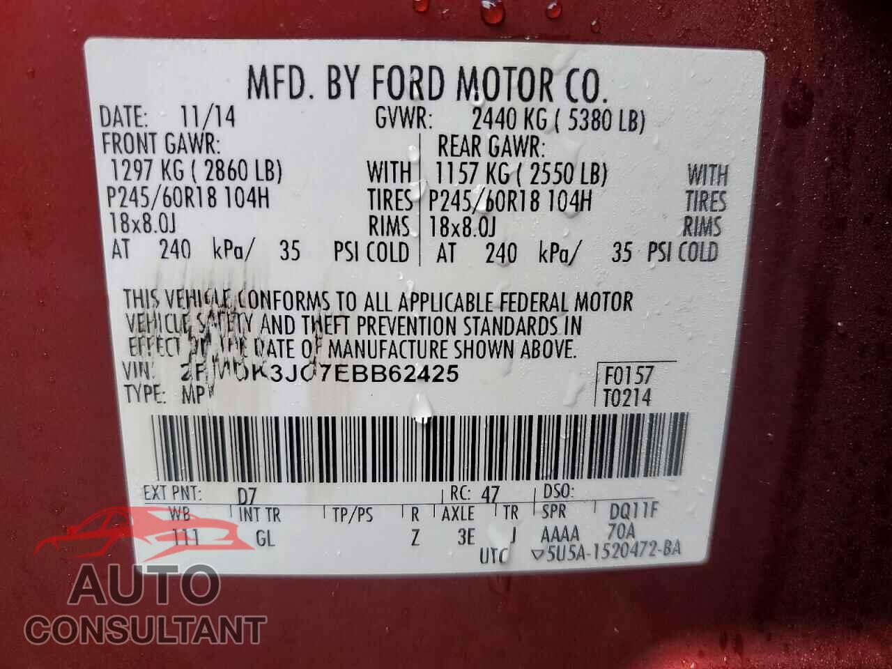 FORD EDGE 2014 - 2FMDK3JC7EBB62425